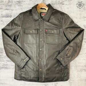 New No Tags Levi's Faux‎ Leather Sherpa Lined Brown Aviator Jacket Men's Medium
